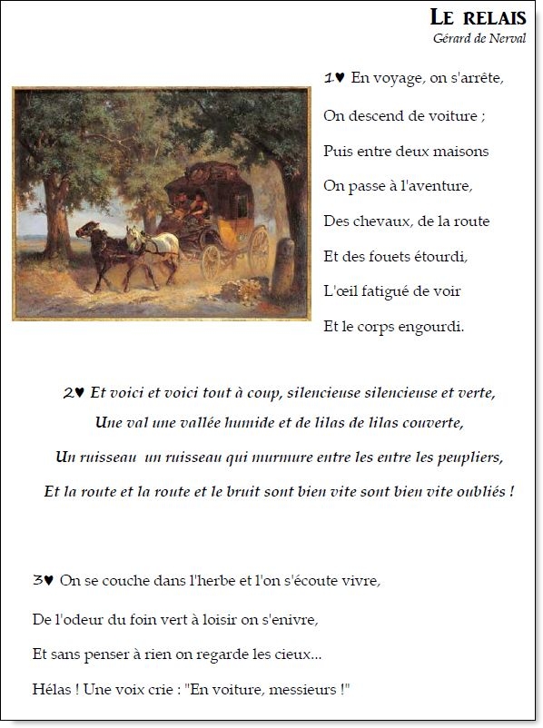 Poème et chant – Le relais – Gérard de Nerval
