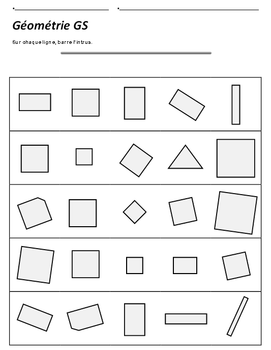 Vers les maths GS Période 4 : Carrés et rectangles